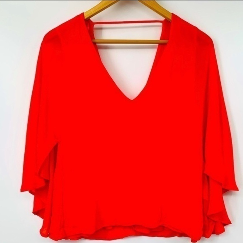 NEW!Zara Woman Butterfly Sleeve Blouse Orange